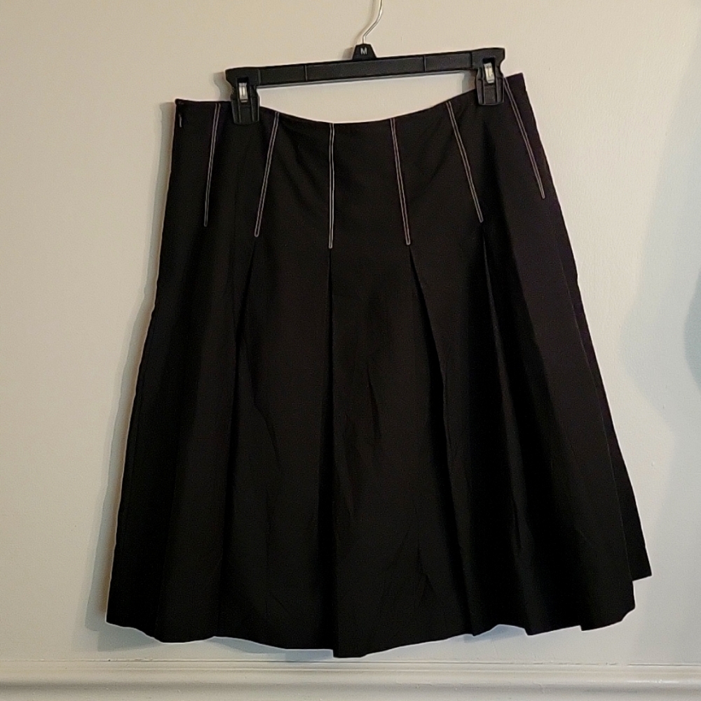 White House Black Market Black A Line‎ Pleated Skirt Womens 8